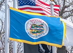 Flags in Swansea, Massachusetts (cropped)
